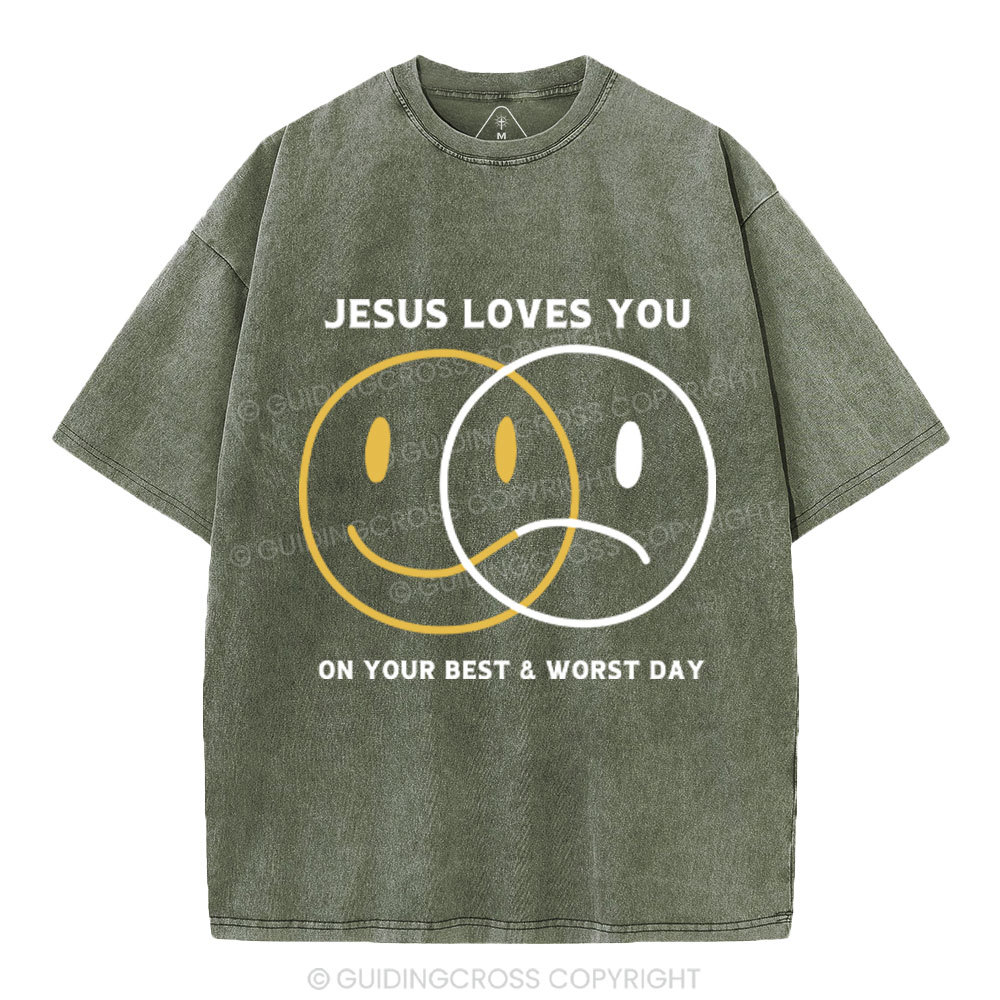 Good News Jesus Loves You Christian Washed T-Shirt