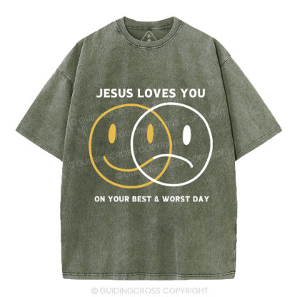 Good News Jesus Loves You Christian Washed T-Shirt