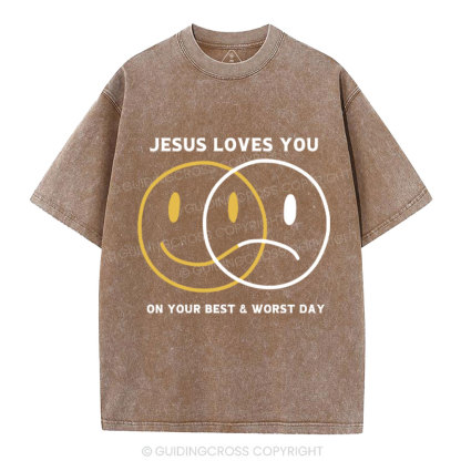 Good News Jesus Loves You Christian Washed T-Shirt