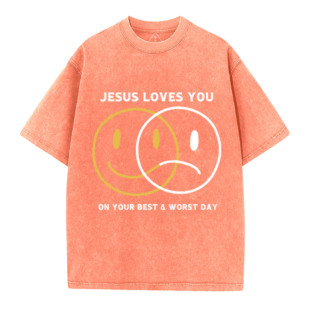 Good News Jesus Loves You Christian Washed T-Shirt