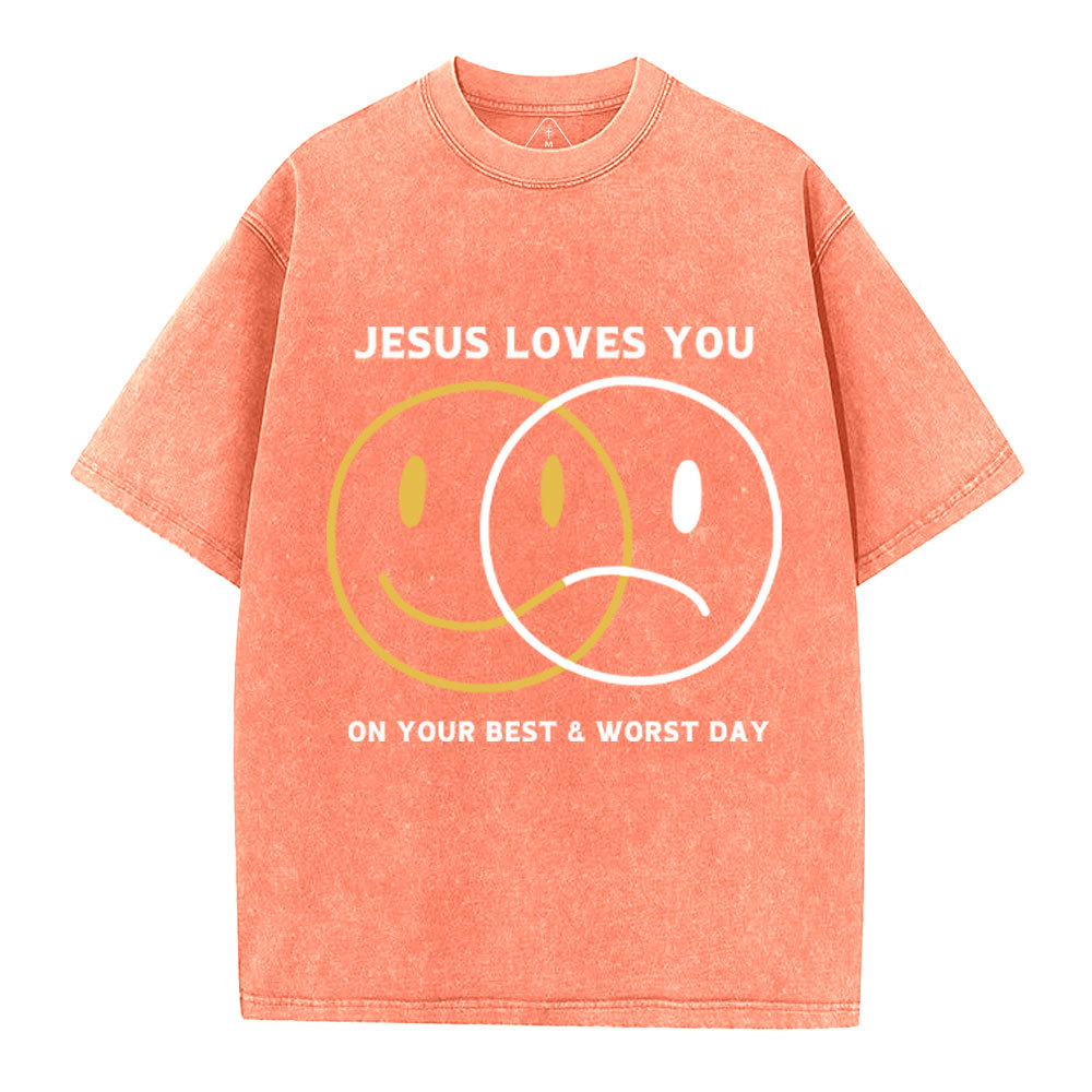 Good News Jesus Loves You Christian Washed T-Shirt
