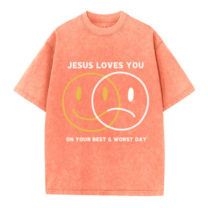 Good News Jesus Loves You Christian Washed T-Shirt