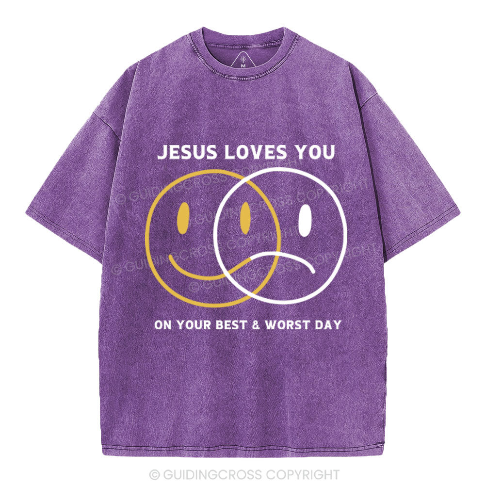 Good News Jesus Loves You Christian Washed T-Shirt