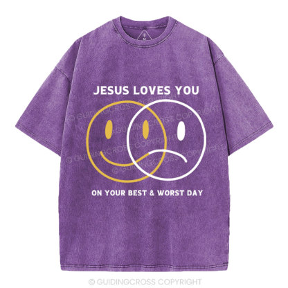 Good News Jesus Loves You Christian Washed T-Shirt