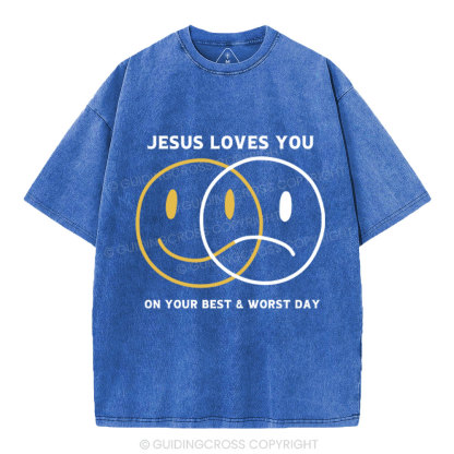 Good News Jesus Loves You Christian Washed T-Shirt