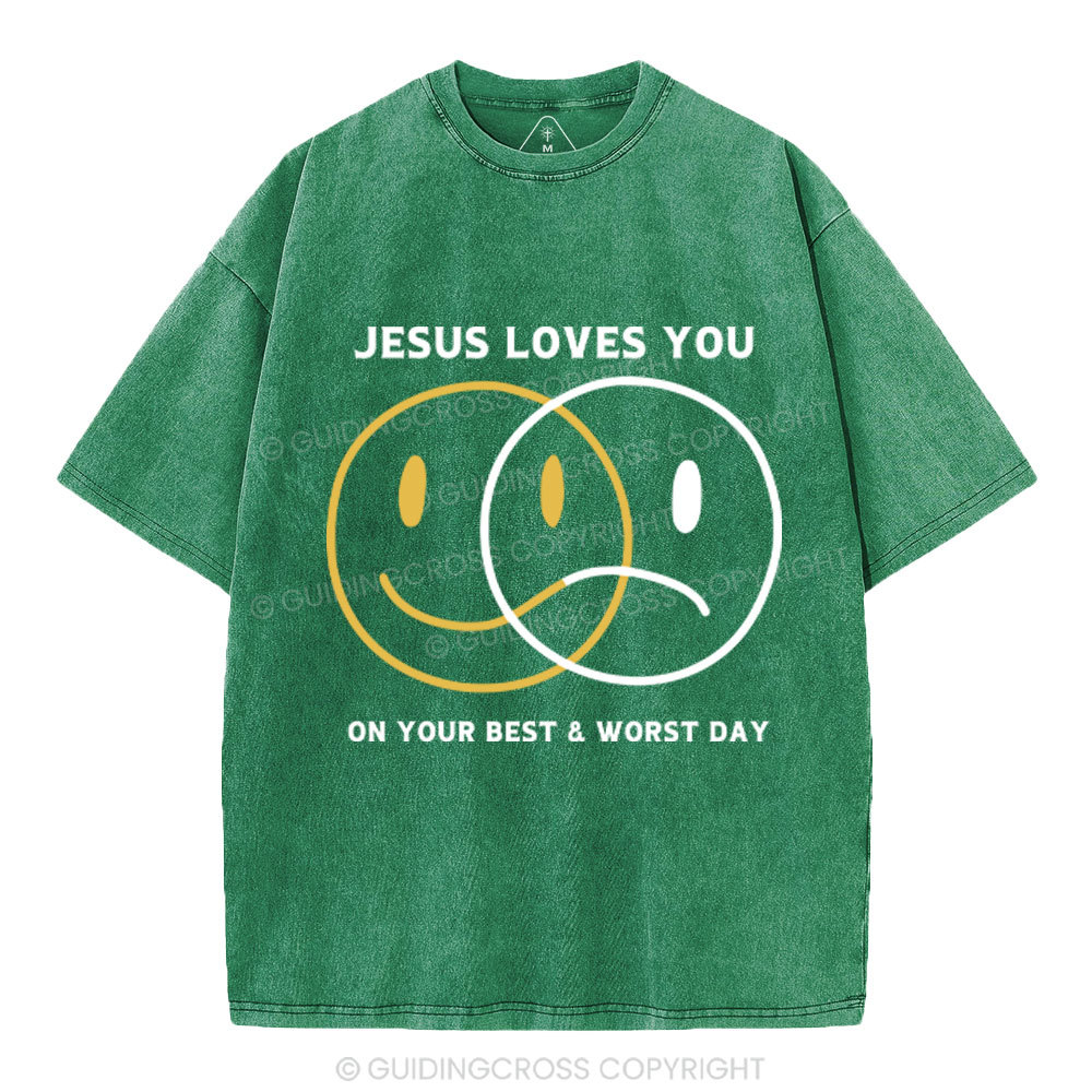 Good News Jesus Loves You Christian Washed T-Shirt