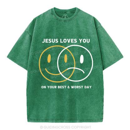 Good News Jesus Loves You Christian Washed T-Shirt