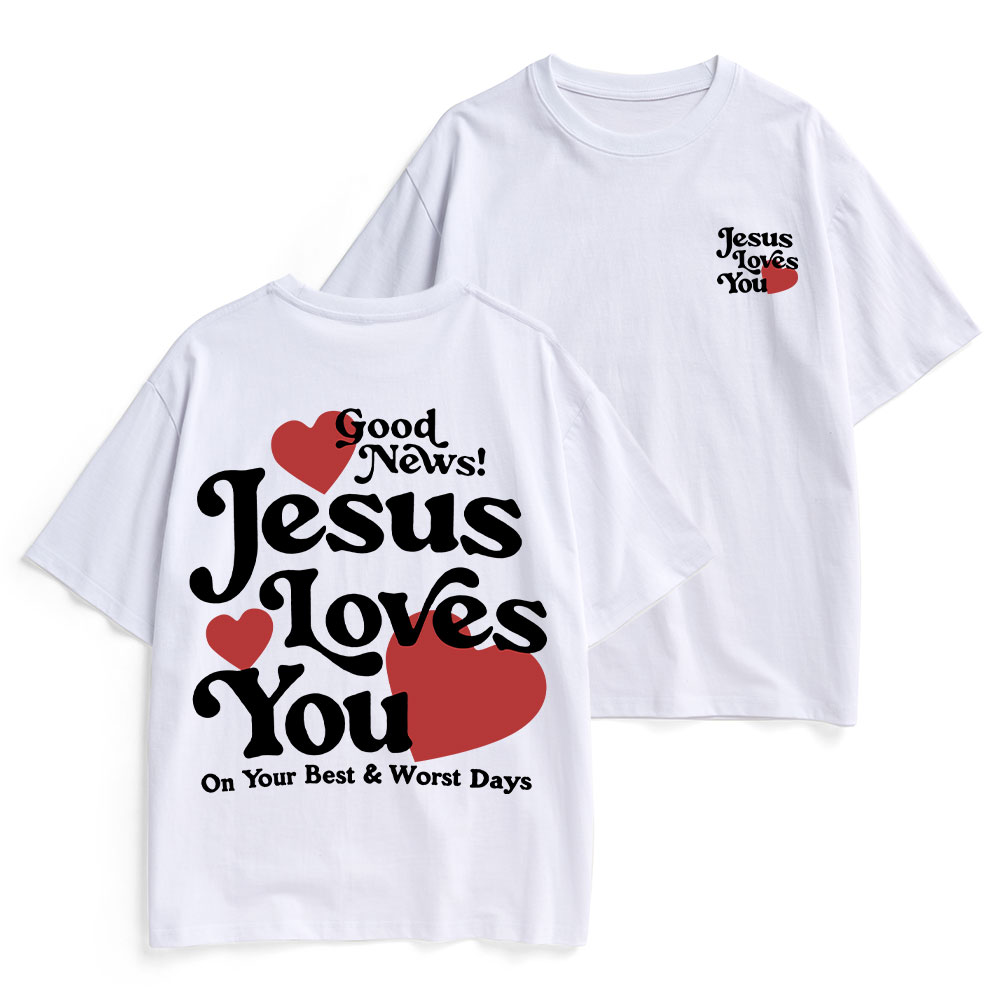 Good News Jesus Loves You Chrsitian Heavy Cotton T-Shirt