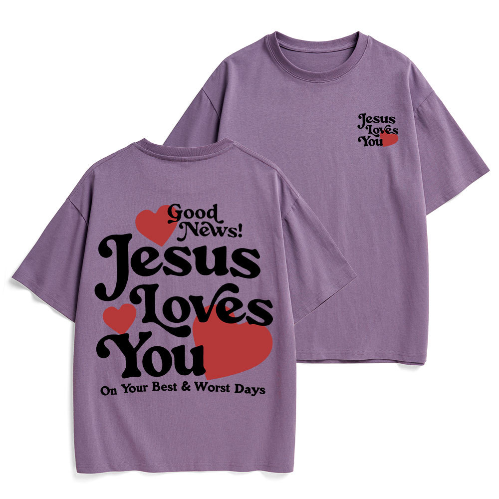 Good News Jesus Loves You Chrsitian Heavy Cotton T-Shirt