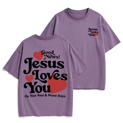 Good News Jesus Loves You Chrsitian Heavy Cotton T-Shirt