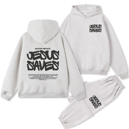 Good News Jesus Saves Christian Fleece Hoodie Set
