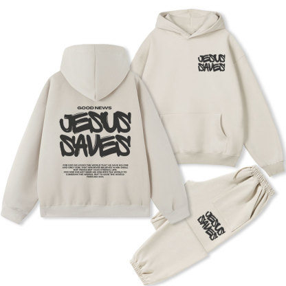 Good News Jesus Saves Christian Fleece Hoodie Set