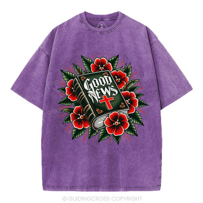 Good News Tattoo Christian Washed T-Shirt