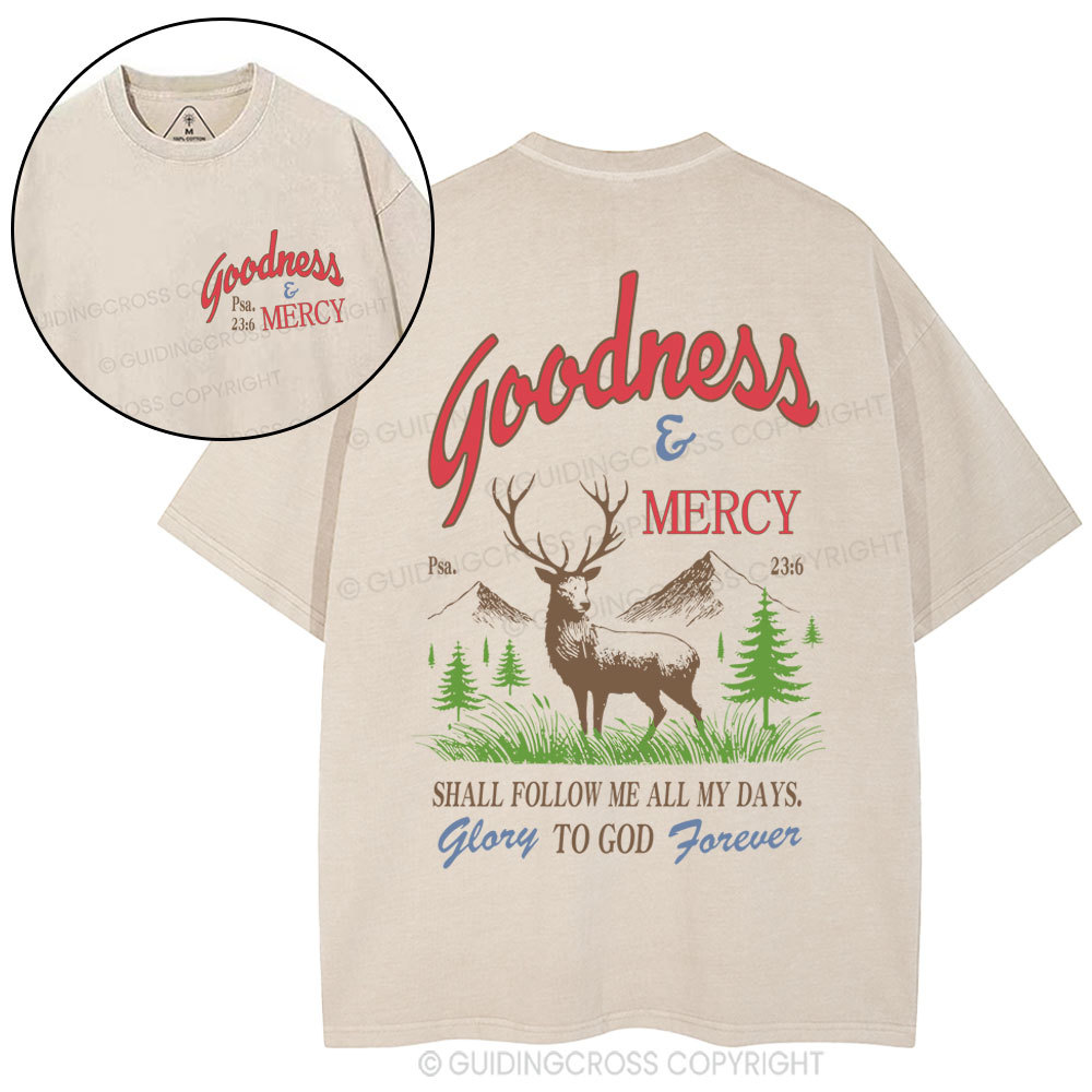 Goodness And Mercy Christian Washed T-Shirt
