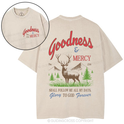 Goodness And Mercy Christian Washed T-Shirt