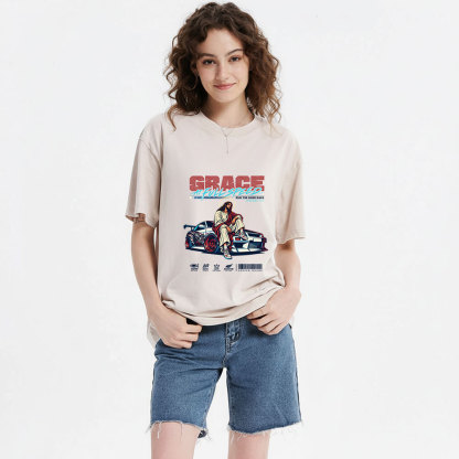 Grace At Full Speed Christian Washed T-Shirt