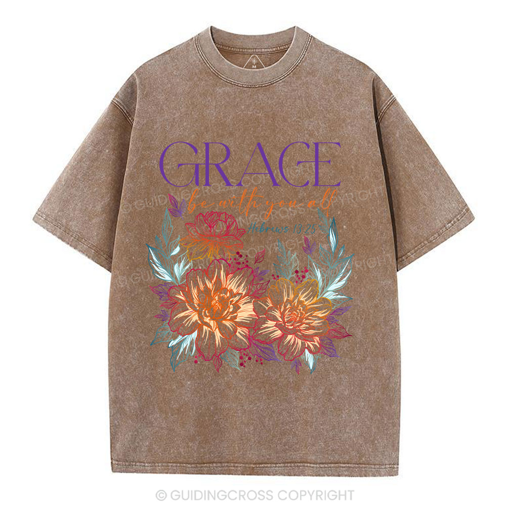 Grace Bw With You All Christian Washed T-Shirt