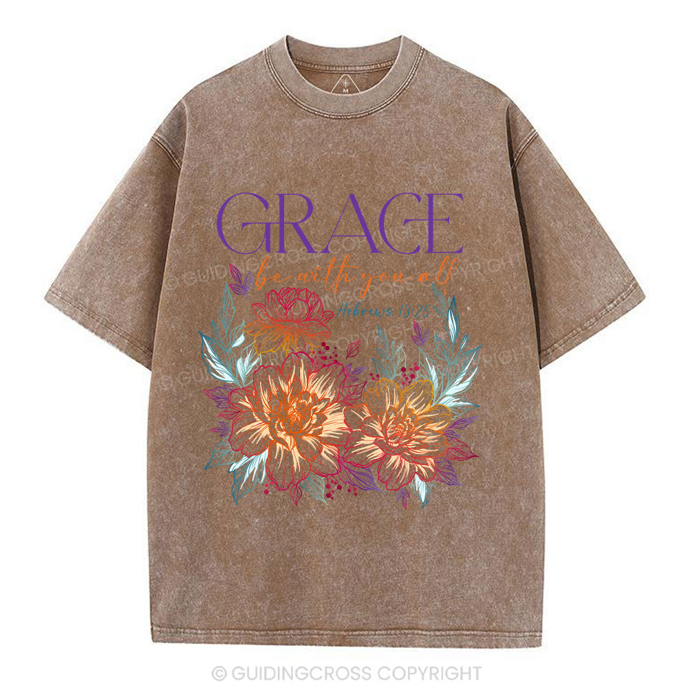 Grace Bw With You All Christian Washed T-Shirt
