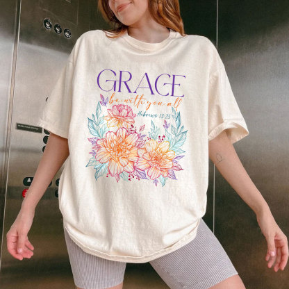 Grace Bw With You All Christian Washed T-Shirt