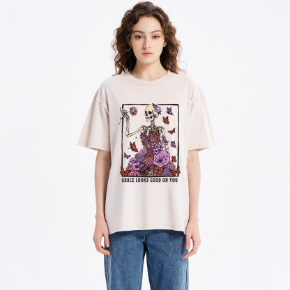 Grace Looks Good On You Christian Washed T-Shirt