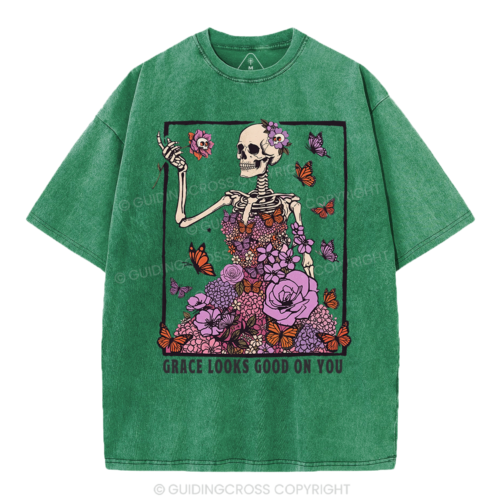 Grace Looks Good On You Christian Washed T-Shirt