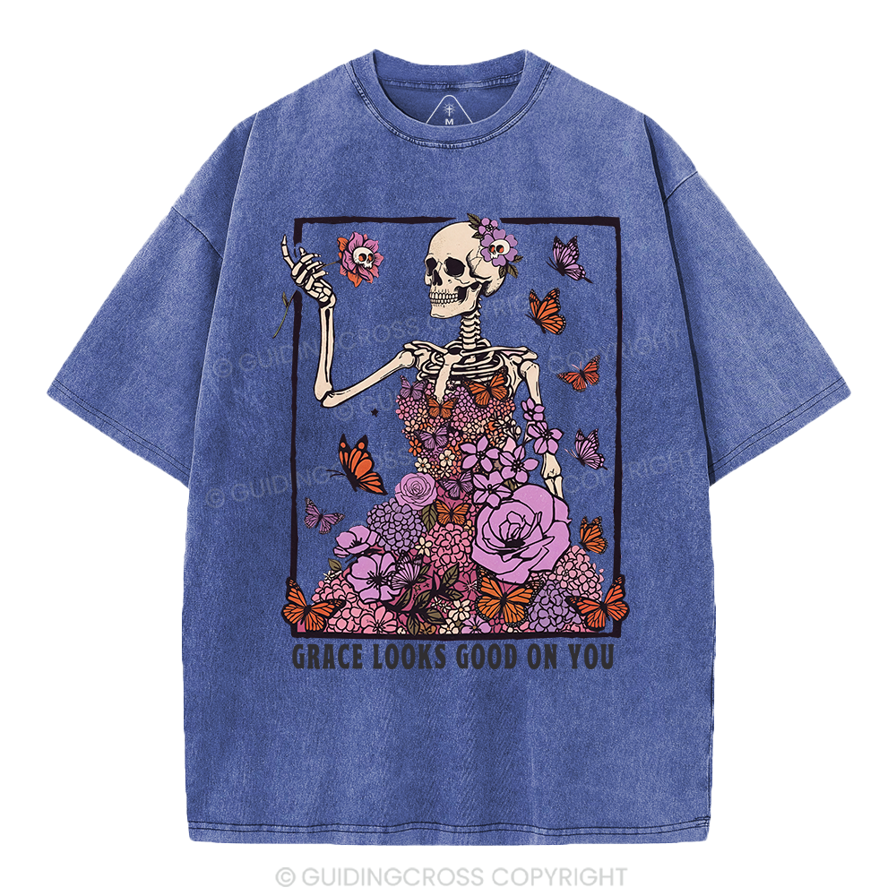Grace Looks Good On You Christian Washed T-Shirt