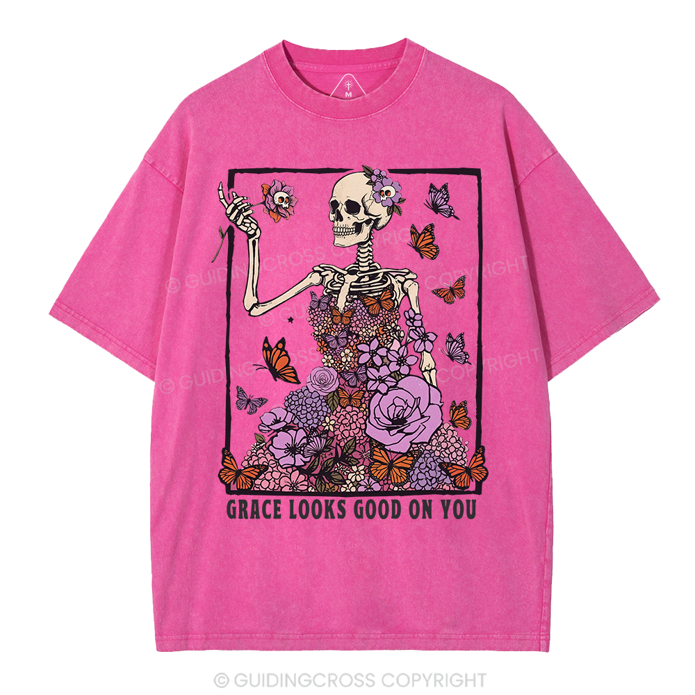 Grace Looks Good On You Christian Washed T-Shirt