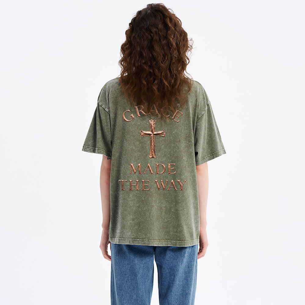 Grace Made The Way Christian Washed T-Shirt
