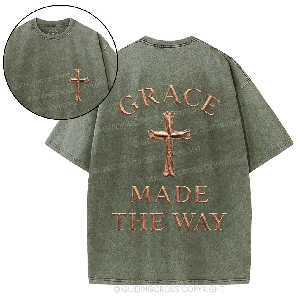 Grace Made The Way Christian Washed T-Shirt
