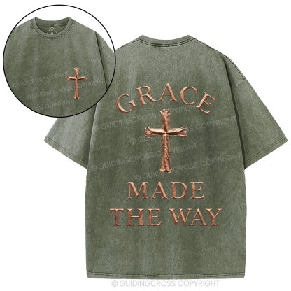 Grace Made The Way Christian Washed T-Shirt
