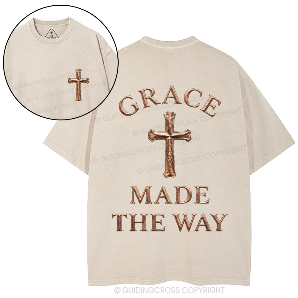 Grace Made The Way Christian Washed T-Shirt