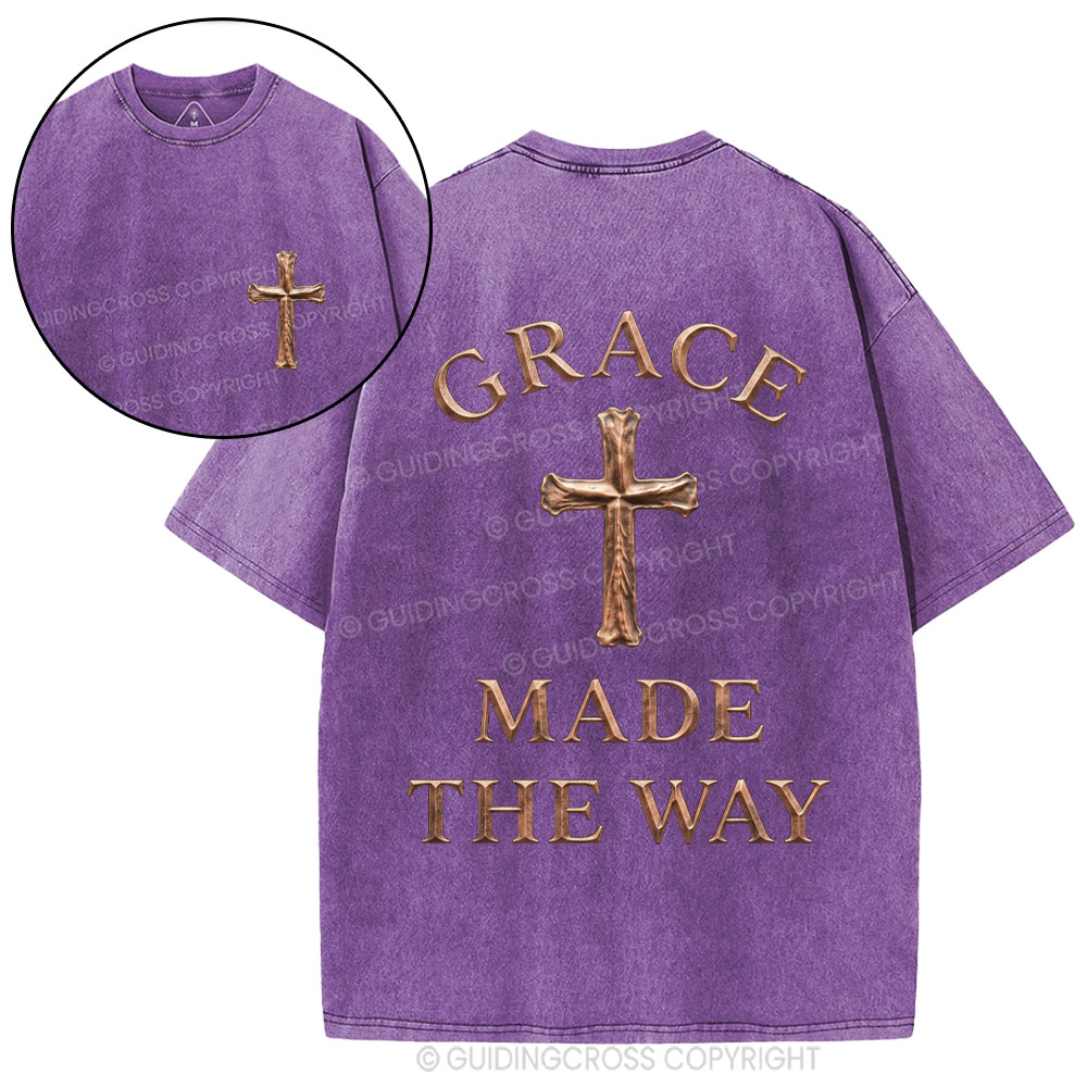 Grace Made The Way Christian Washed T-Shirt