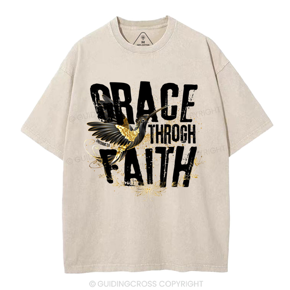Grace Through Faith Christian Washed T-Shirt