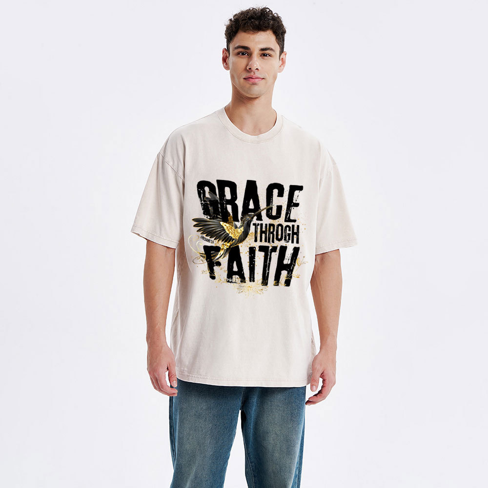 Grace Through Faith Christian Washed T-Shirt