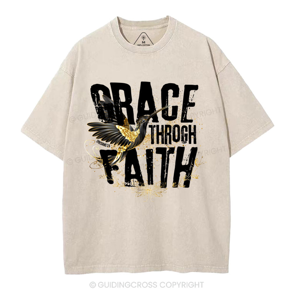 Grace Through Faith Christian Washed T-Shirt