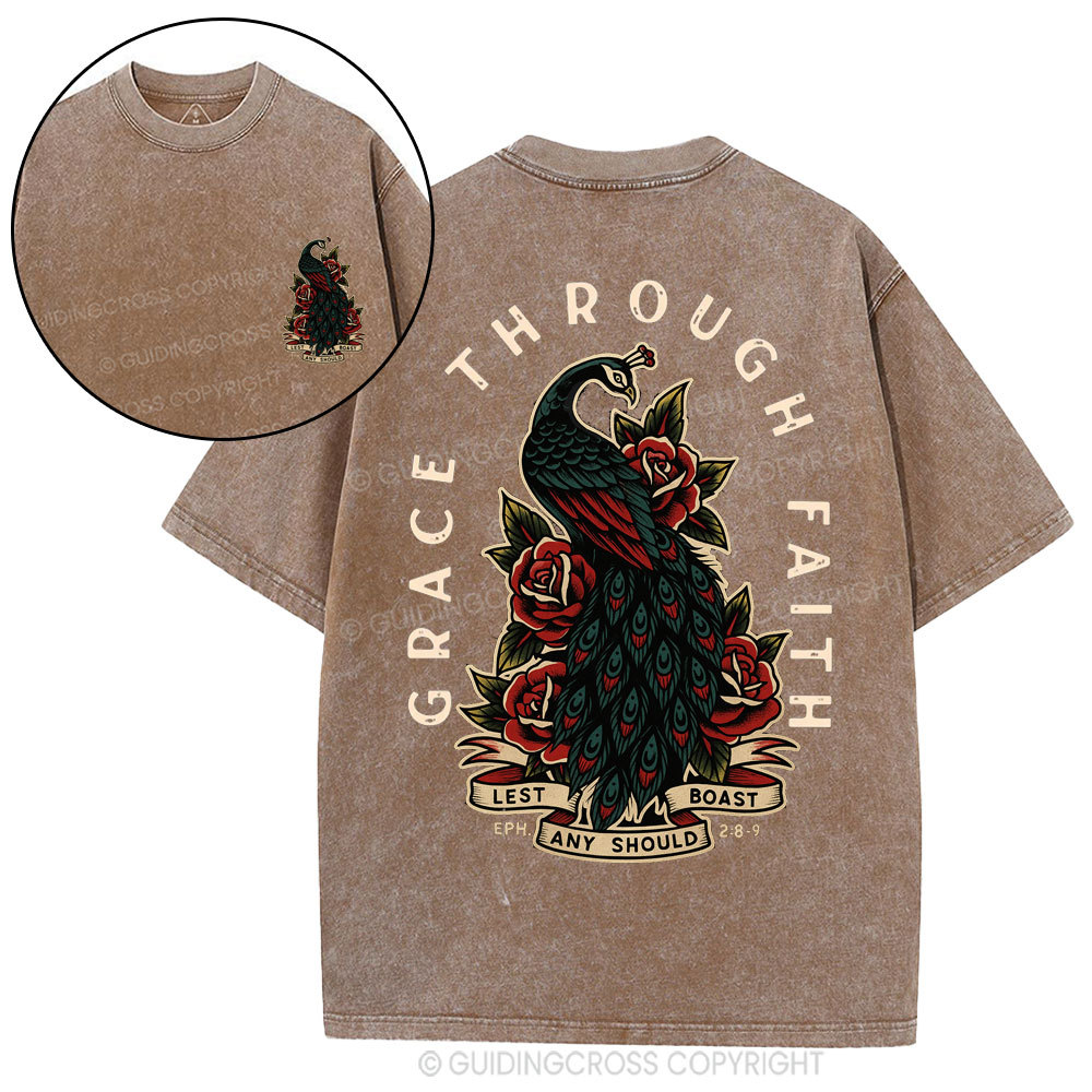 Grace Through Faith Christian Washed T-Shirt