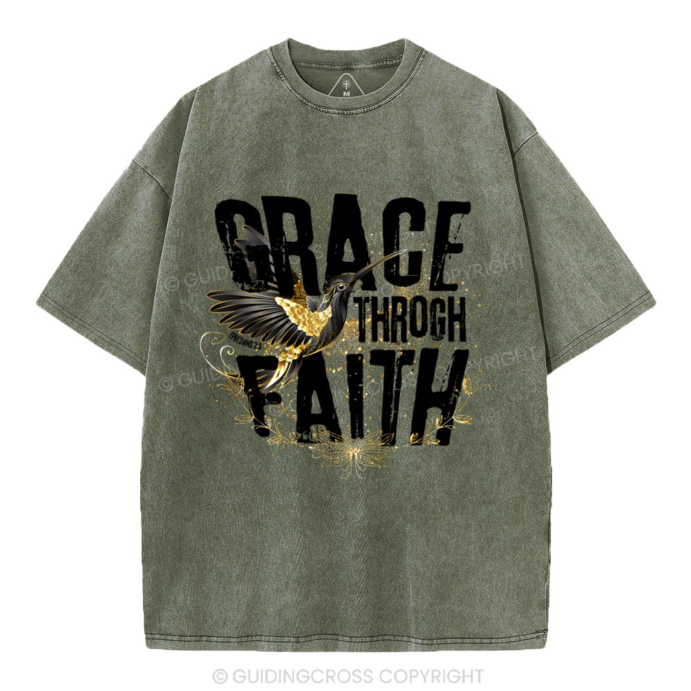 Grace Through Faith Christian Washed T-Shirt