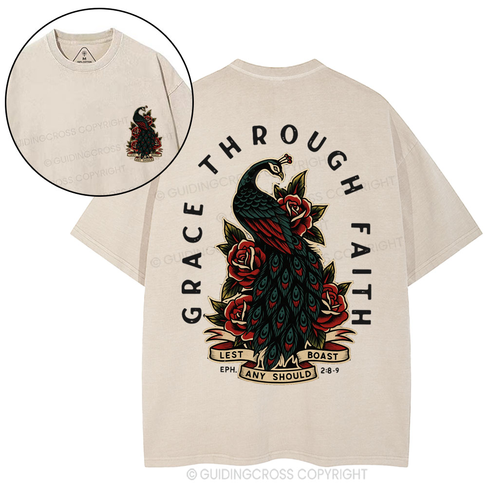 Grace Through Faith Christian Washed T-Shirt