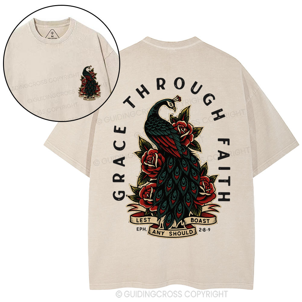 Grace Through Faith Christian Washed T-Shirt