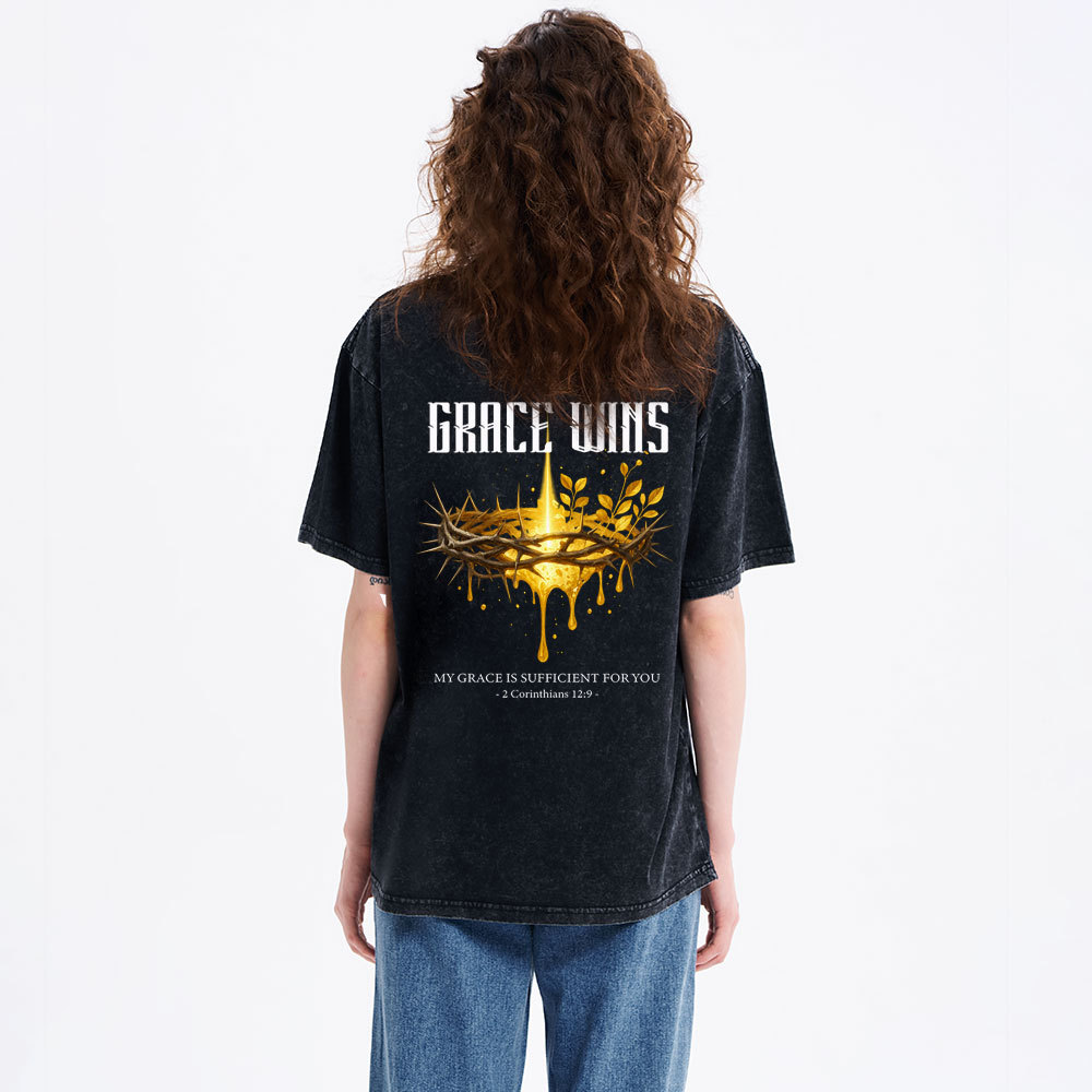 Grace Wins Christian Washed T-Shirt