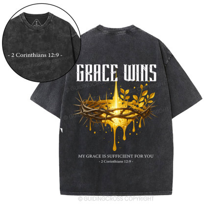 Grace Wins Christian Washed T-Shirt
