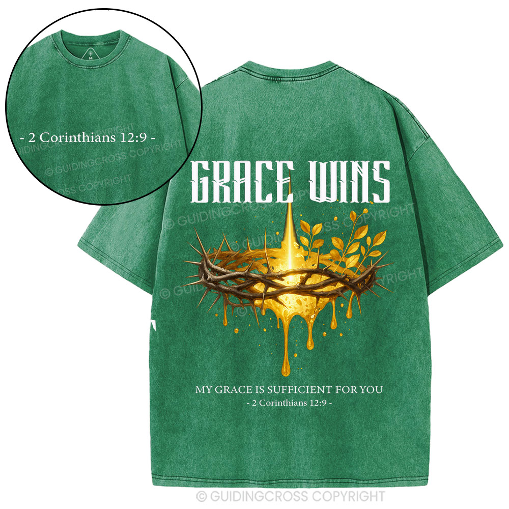Grace Wins Christian Washed T-Shirt