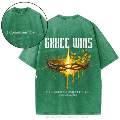 Grace Wins Christian Washed T-Shirt