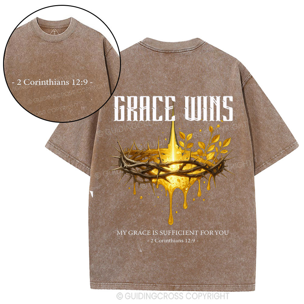 Grace Wins Christian Washed T-Shirt