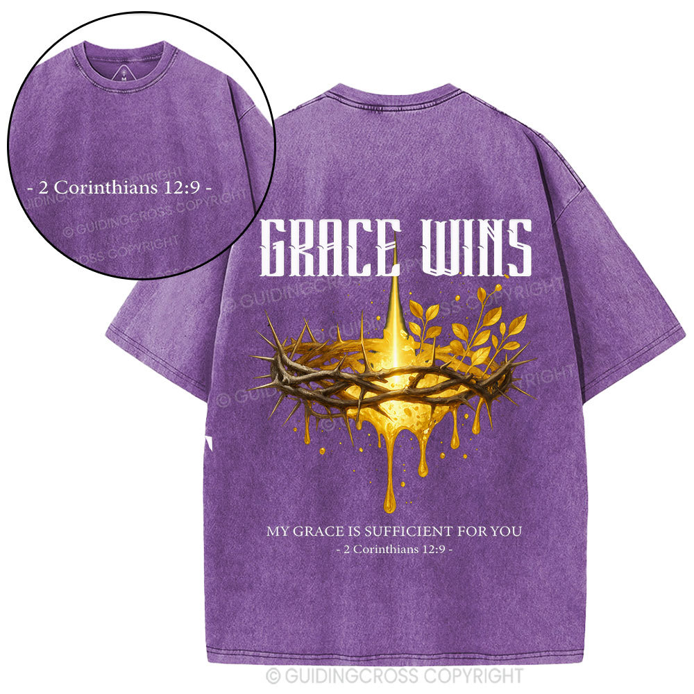 Grace Wins Christian Washed T-Shirt