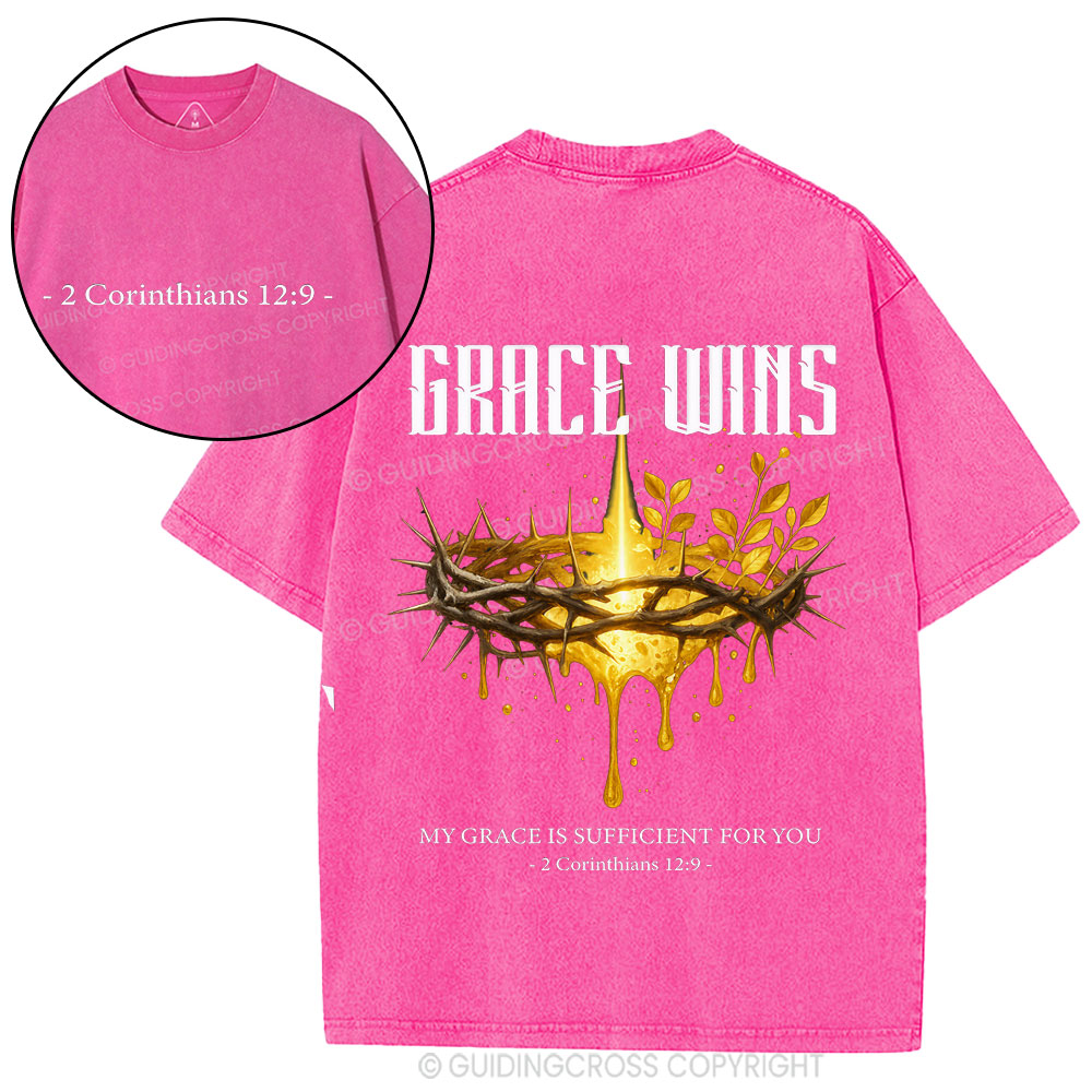 Grace Wins Christian Washed T-Shirt