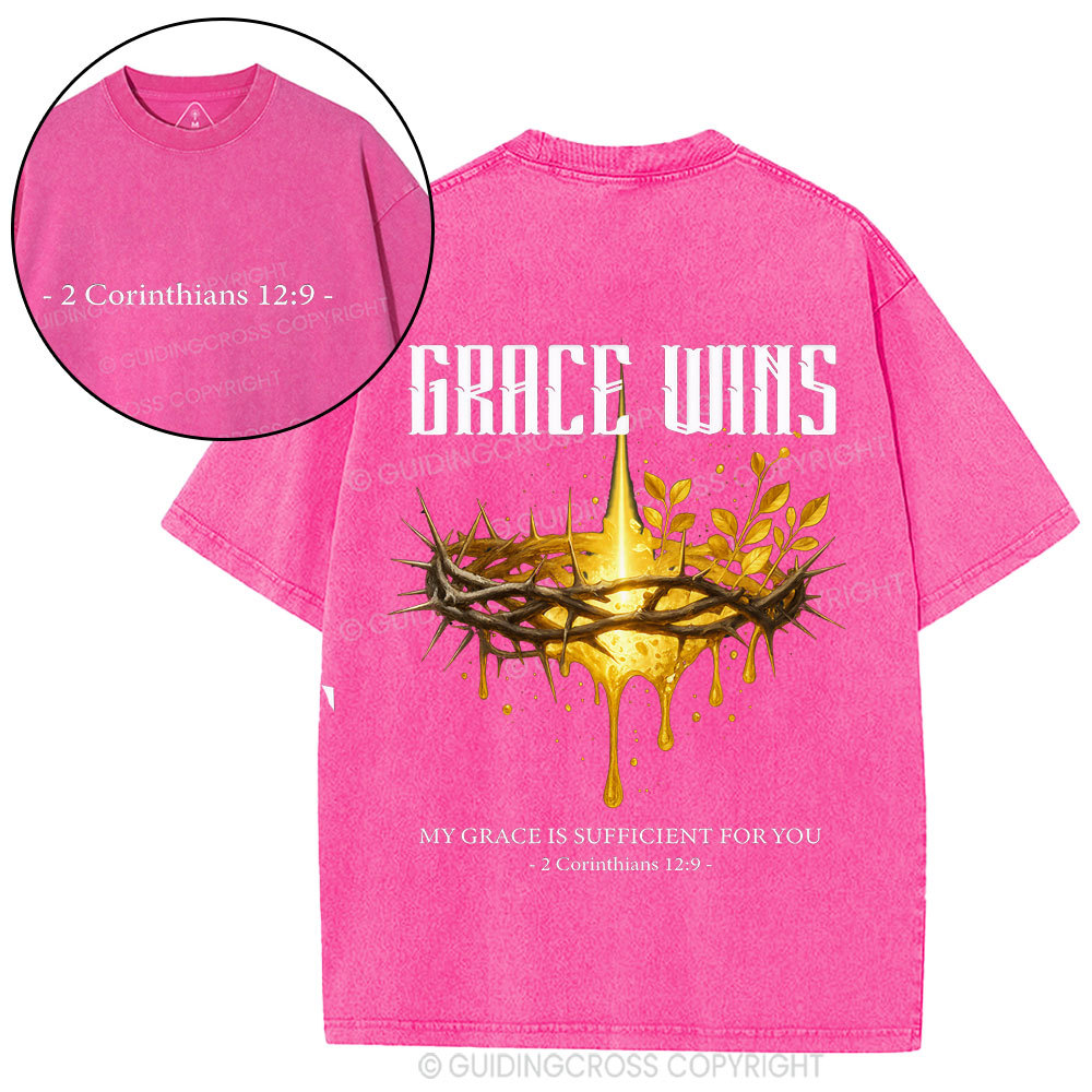 Grace Wins Christian Washed T-Shirt
