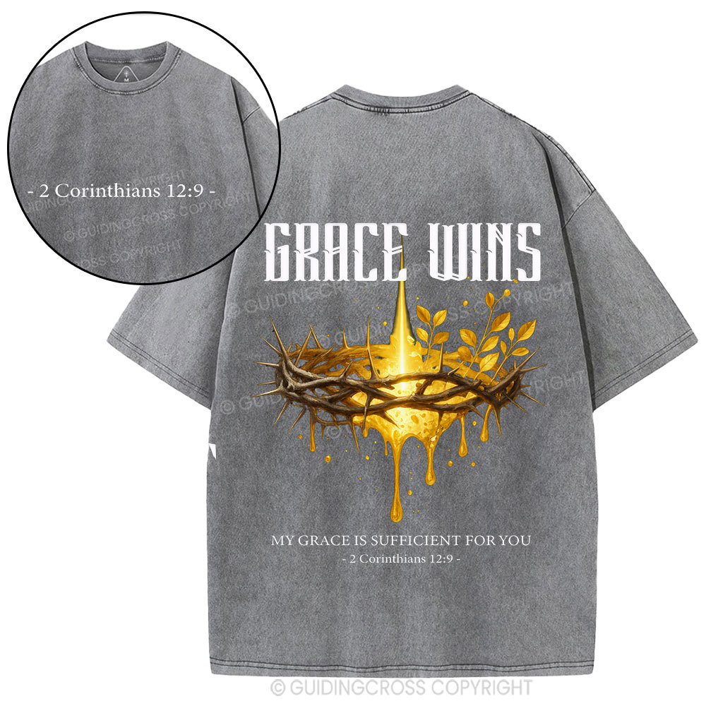 Grace Wins Christian Washed T-Shirt