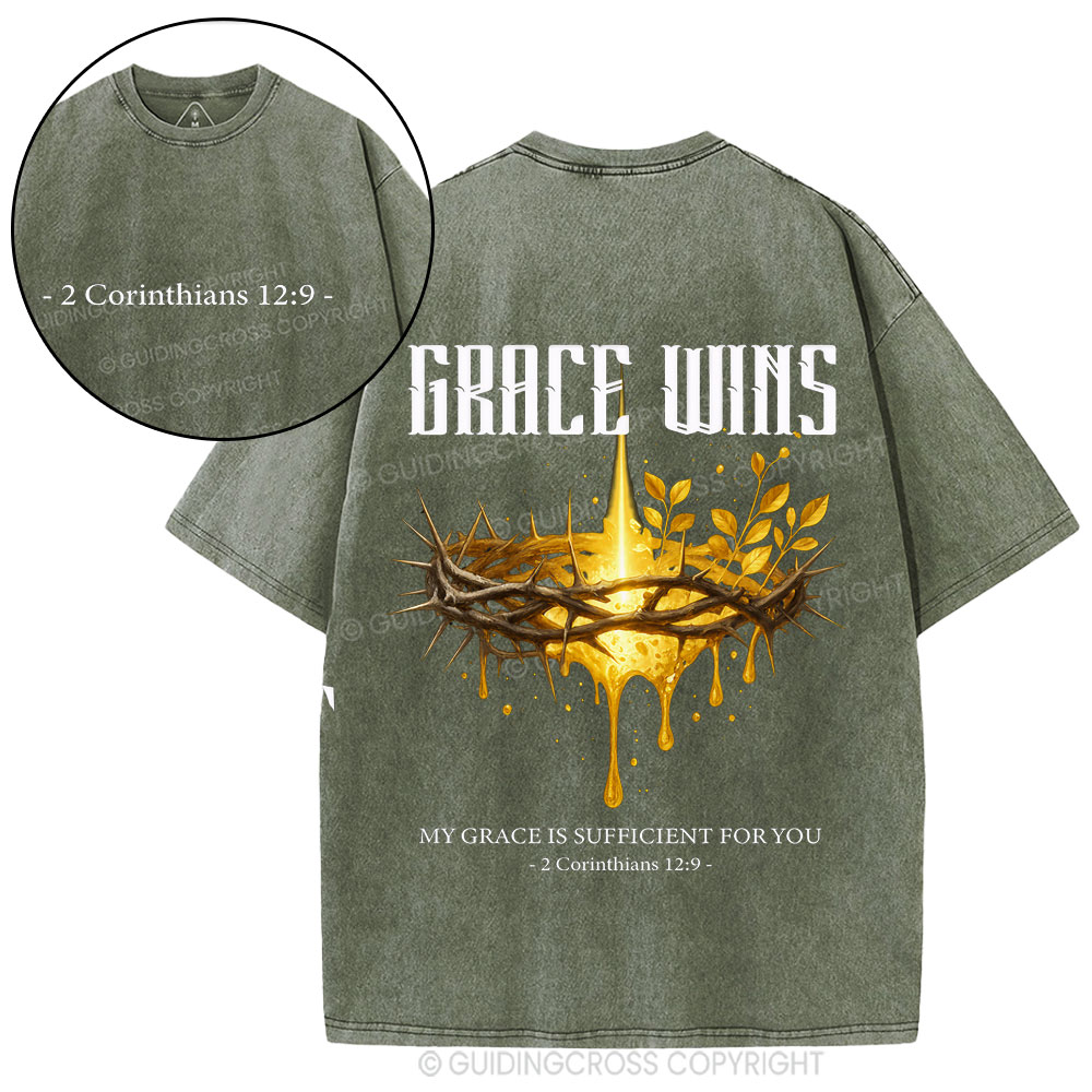 Grace Wins Christian Washed T-Shirt