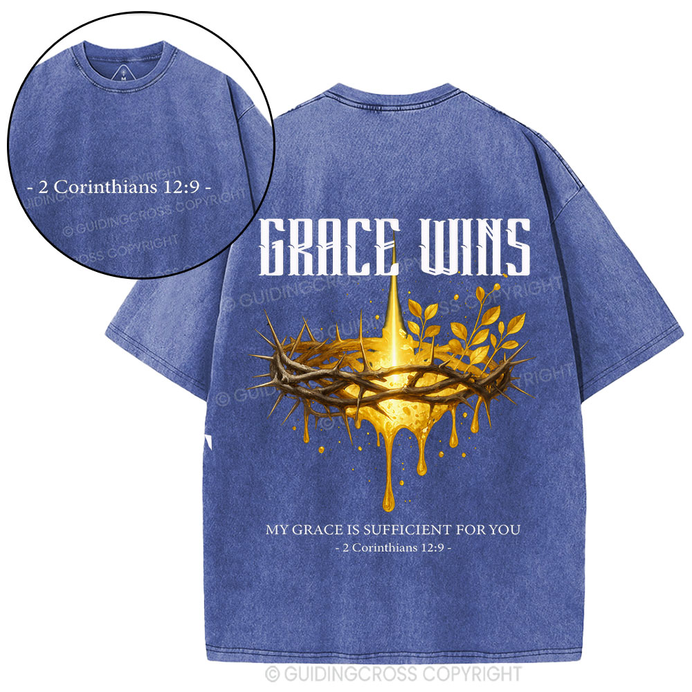 Grace Wins Christian Washed T-Shirt